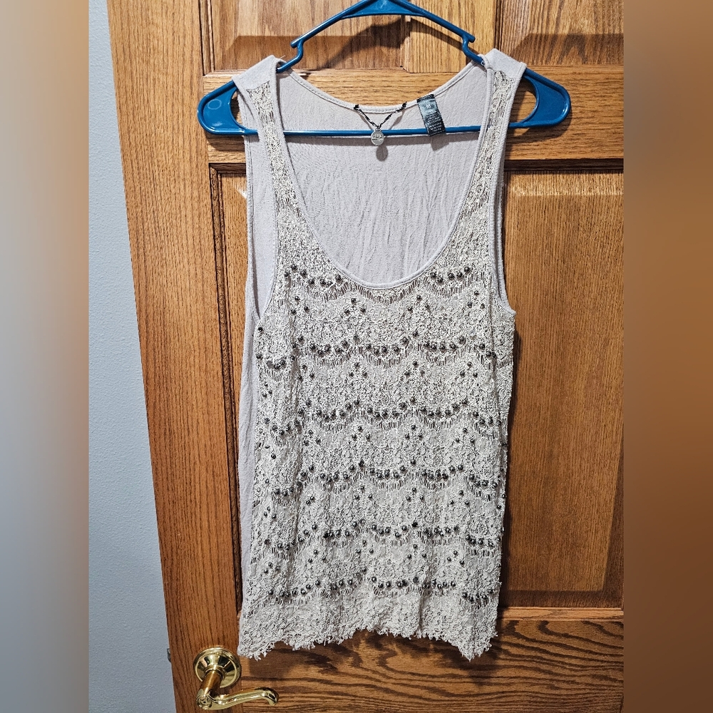 BKE Cream Lace Tank Top